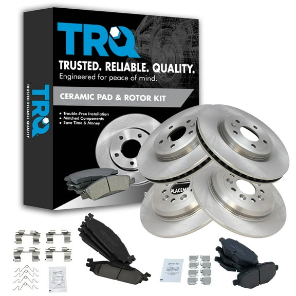 TRQ Front and Rear Brake Pad & Rotor Kit Brake Pads Brake Rotor Ceramic Fits Select 2011-2019 Ford Explorer 2009-2019 Flex 2010-2019 Taurus 2009-2012 Lincoln MKS MKT