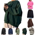 thumbnail image 3 of Solid Color Crewneck Loose Pullover Sweatshirt Long Sleeve Women Sweatshirt, 3 of 4