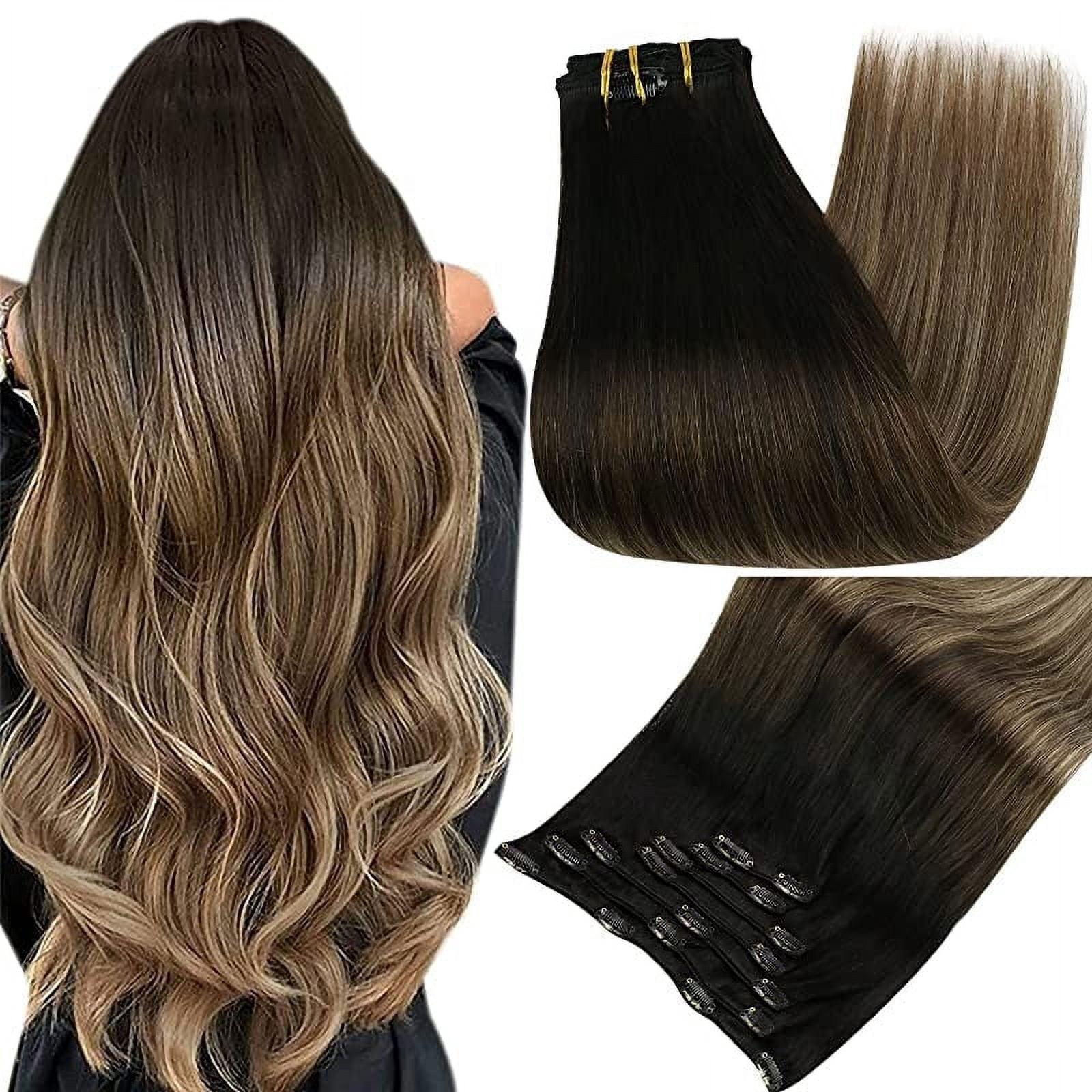 Clip-in Hair Extensions - Human Hair Clips Balayage  display picture 3