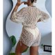 thumbnail image 3 of Conjunto de traje de baño de 3 piezas para mujer, sujetador con cuello Halter, calzoncillos de corte alto, traje de baño de verano con cubierta Beige L, 3 of 5