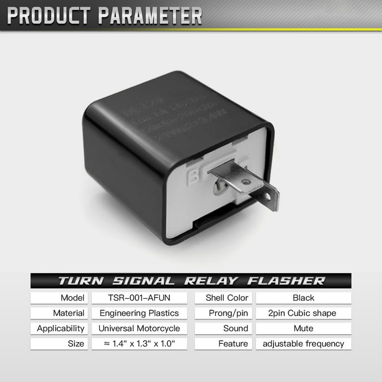 KKmoon Universal 2 Pin Blinker Flasher Relay Adjustable Black for