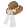 thumbnail image 4 of Straw Bucket Hats for Women Summer Wide Brim Beach Sun Hat Fisherman Hat with Bow Tie, 4 of 9
