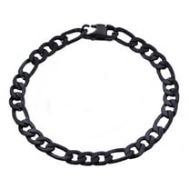 Arista Black Plated Solid Stainless Steel Men's Figaro Link Chain Bracelet, 8.5"