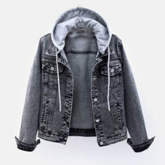 YUNAFFT Women's Tops, Jackets& Coat Clearance, Fashion Women Plus Velvet Long-sleeve Slim-fit Hooded Jacket Denim Blouse Coat