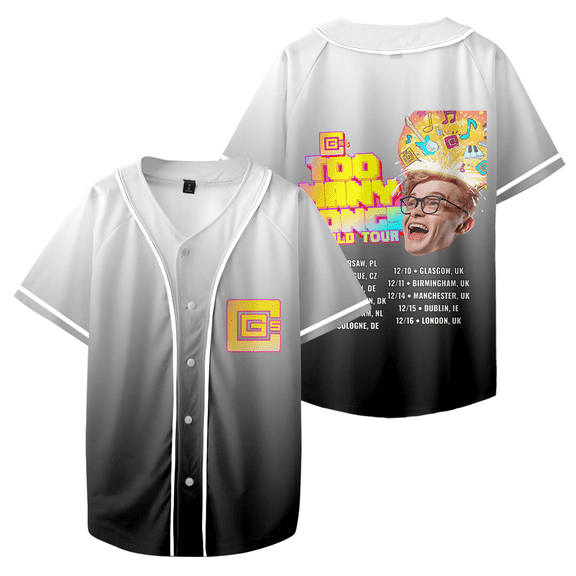 CG5 Too Many Songs World Tour Baseball Jersey Merch Baseball Uniform T-Shirt Men/Women Baseball Shirts Streetwear