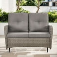 thumbnail image 2 of PARKWELL 7-Piece Outdoor Patio Conversation Set,Wicker 6-Seat High Back Furniture with Glider Loveseat, Swivel Gliders, Ottomans and Coffee Table,Gray Wicker Gray Cushions, 2 of 13