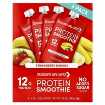 Designer Wellness Protein Smoothie, Strawberry Banana, 4 Packs, 4.2 oz (120 g) Each