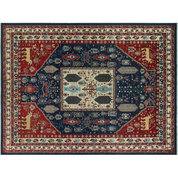 Aria Darnisha Blue/Red Rug, 9'2" x 12'8"