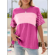 thumbnail image 4 of Blusas de Verano para Mujer, de Gran Tamaño, con Cuello Redondo, Informales, con Rayas y Bloques de Color, Color Rosa, Talla M, 4 of 9
