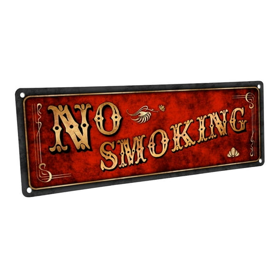 No Smoking 4"x12" Metal Sign, Wall Décor for Home and Office