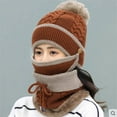 thumbnail image 3 of ZOELNIC Hat Scarf Set, 4 in 1 Winter Scarf Mask Gloves Set, Hat with Scarf Attached, Girls Warm Hat Earmuffs Cap with Pom for Indoor and Outdoor Sports, 3 of 6