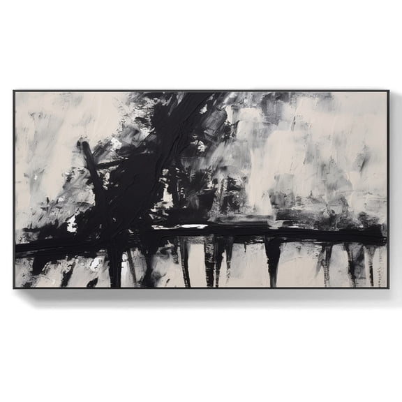 Original Grey Black Abstract Oil Painting On Canvas Modern Artwork Grey Black Handmade Wall Art Custom Living Room Office Wall Decor,Unstretched,Frameless,(41*61cm)16*32Inches