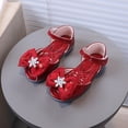 thumbnail image 2 of Linfrsh Dress Up Shoes for Girls Girls Dress Shoes Glitter Princess Shoe Flower Mary Jane Low Heels Party Wedding Prom Footwear for Toddler Kids(Red,Size6.5), 2 of 7