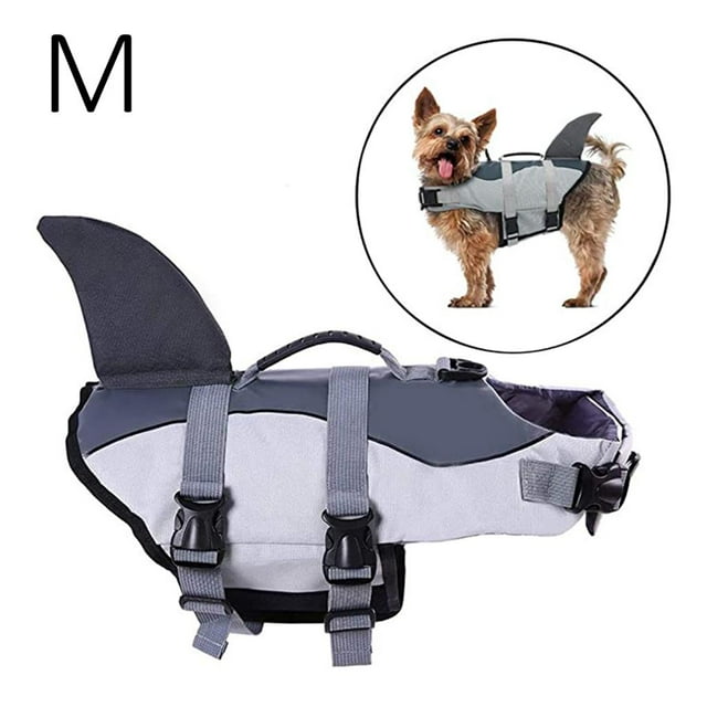 ruzhgo Gilet de Flottaison Réglable pour Chien, Requin, Animal de Compagnie, avec Poignée, pour la Natation et le Bateau No.1