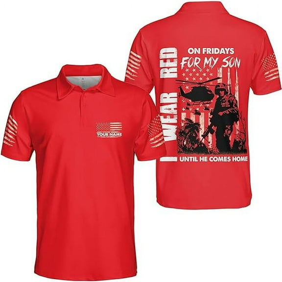 Lotusprinthandmade Personalized On Friday We Wear Red Remember Everyone Deployed Polo Shirt (Lightweight) S-5XL Multicolor