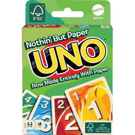 UNO Nothin’ But Paper Family Card Game with 112 Cards & Instructions for Players 7 Years & Older