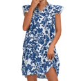 thumbnail image 1 of SZXZYGS Nouvelles Robes pour Femmes 2024 Femmes Printemps et Été V Décolleté avec Manches en Feuille Robe Imprimée 2024, 1 of 5