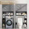 thumbnail image 3 of CRXX Farmhouse Storage Cabinet Over Toilet with Toilet Paper Holder Stand, Freestanding Bathroom Storage Organizer Cabinet, Grey，Without Open Shelves, 3 of 14