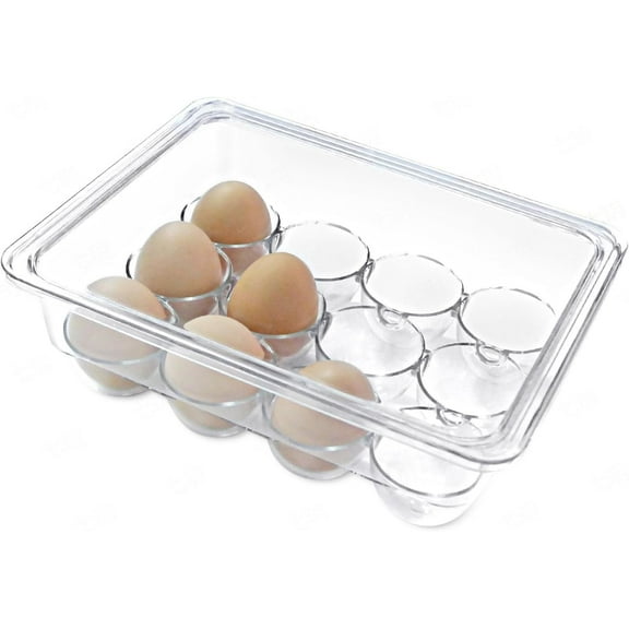 Egg Holder for Refrigerator,12 Eggs Container for Refrigerator,Egg Dispenser&Egg Storage Box for Fridge,Clear Plastic Egg Storage Container