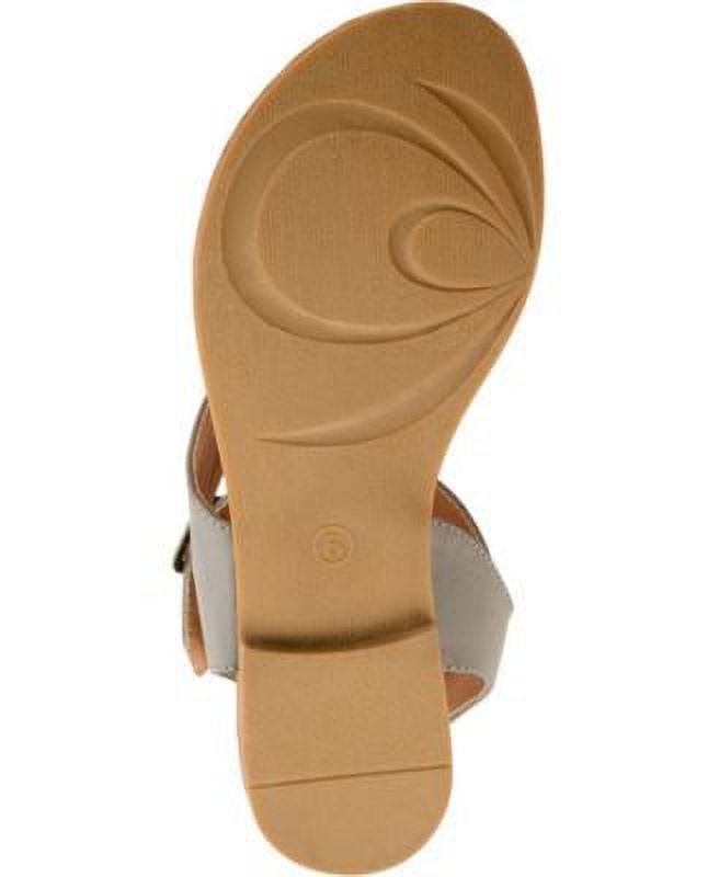 JOURNEE COLLECTION Womens Gray Double Ankle Straps Asymmetrical Padded Kyle Round Toe Buckle Leather Thong Sandals 8 M