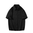 thumbnail image 2 of WREESH Men's Button Down Shirts Short Sleeve Solid Color Shirts with Pockets for Men's Everyday Casual Wear Black, 2 of 5