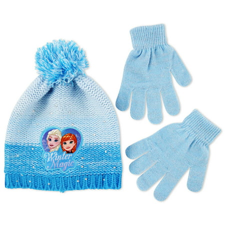 Disney Frozen Elsa & Anna Hat and Glove Cold Weather Set, Little Girls, Age 4-7