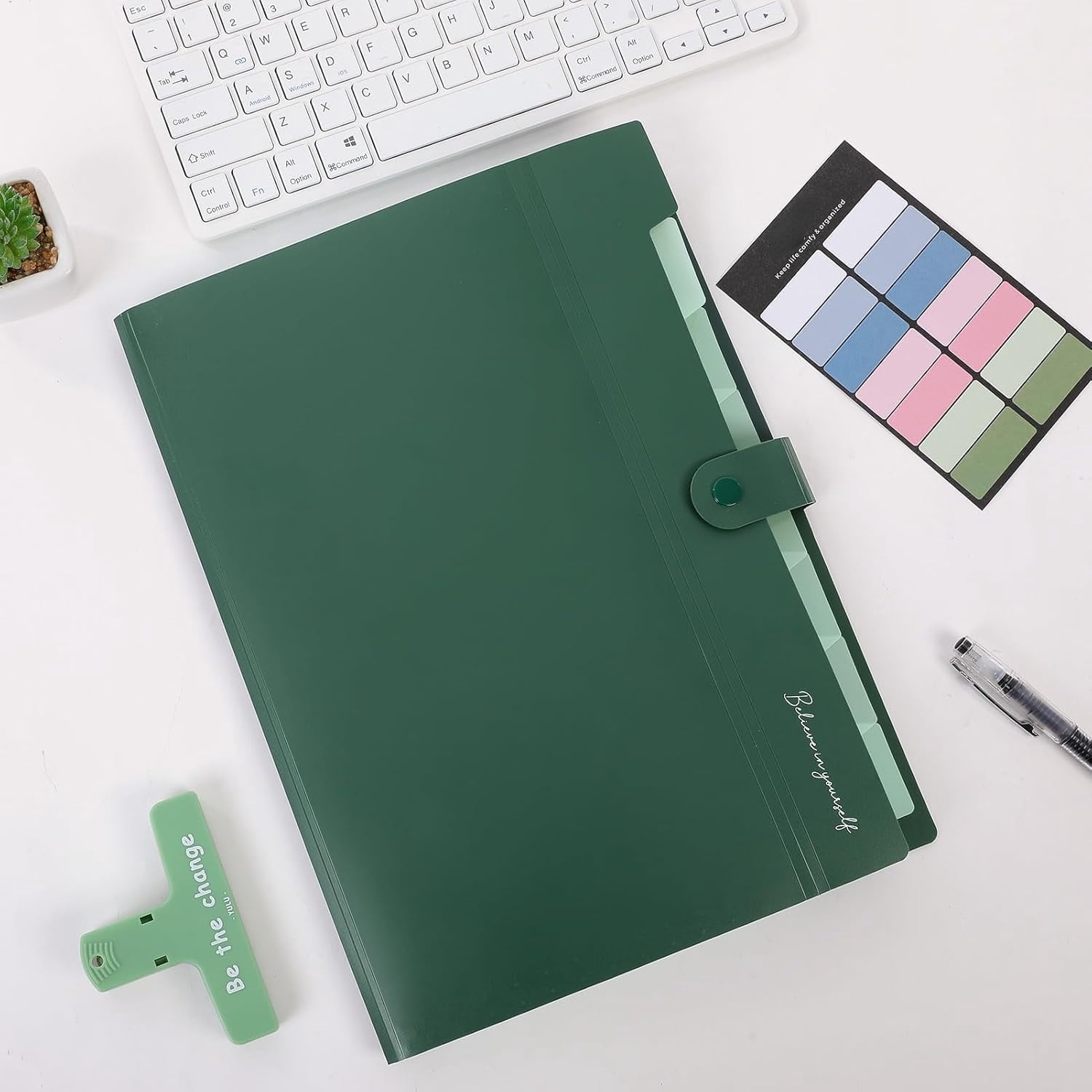 PrimeCook Shop Expanding File Organizer with 8 Pockets, Accordion File Folders with Labels,Portable Document Paper Bill Receipt Organizer, Home College School Office Supplies, Letter Size,ForestGreen