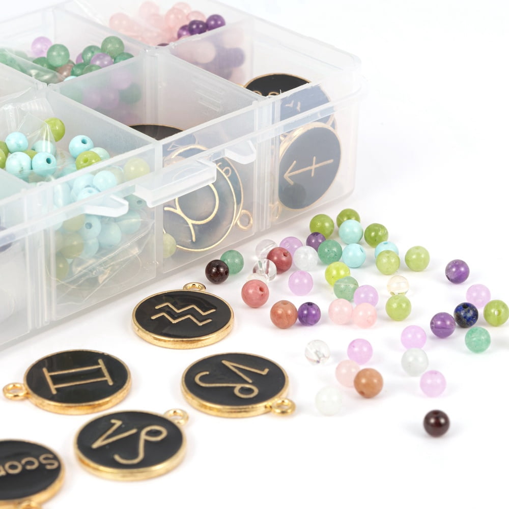 1box Birthstone Bracelets Jewelry Making Kits Including & Constellation Alloy Enamel Pendants Mixed color 624pcs/box
