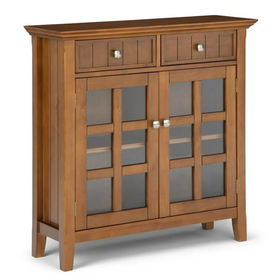 Pemberly Row Transitional Solid Wood 36" Entryway Cabinet in Light Golden Brown
