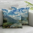 thumbnail image 3 of Orinice Mountain Lake Sky Clouds Graphic Decorative Cushion Throw Pillow Cover Short Plush Zipper Closure 1PC 22x22in, 3 of 5