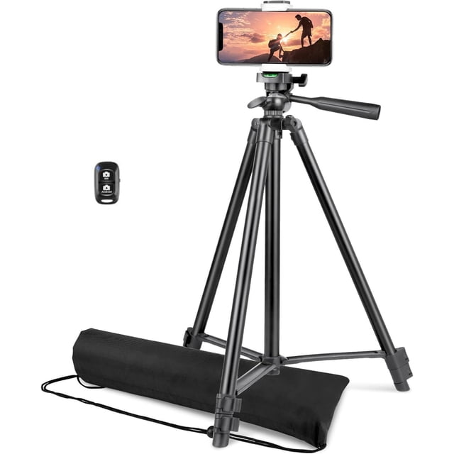OUSITAID 50” Phone Tripod with Wireless Remote and Phone Holder Upgraded Extendable Cell Phone Tripod with Carry Bag