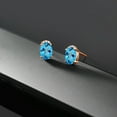 thumbnail image 4 of Gem Stone King 2.06 Ct American Blue Mystic Topaz E-F Lab Grown Diamond 18K Rose Gold Plated Silver Earrings, 4 of 4