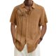 thumbnail image 2 of Designer Spring Summer Men's Casual Cotton Solid Color Short Sleeve Shirts Loose Shirts L, 2 of 4
