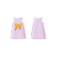 thumbnail image 2 of RUINIXCW Toddler Baby Girl Back to School Dress Kids Kindergarten Outfits Little Baby Girl Summer Tank Dress Overalls School Bow Apple Embroidery Sleeveless Striped A Line Dress, 2 of 9