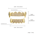 thumbnail image 4 of Copper Zirconia Vampire Fang Grillz for Men & Women, Gold & Silver Tone with Cone & Teardrop Tips, Wave Design Iced Teeth Jewelry for Hip Hop Parties, 4 of 6