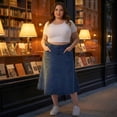 thumbnail image 2 of Agnes Orinda Plus Size Denim Skirt for Women High Waist A-Line Casual Jean Skirts with Pockets 4X Blue, 2 of 7