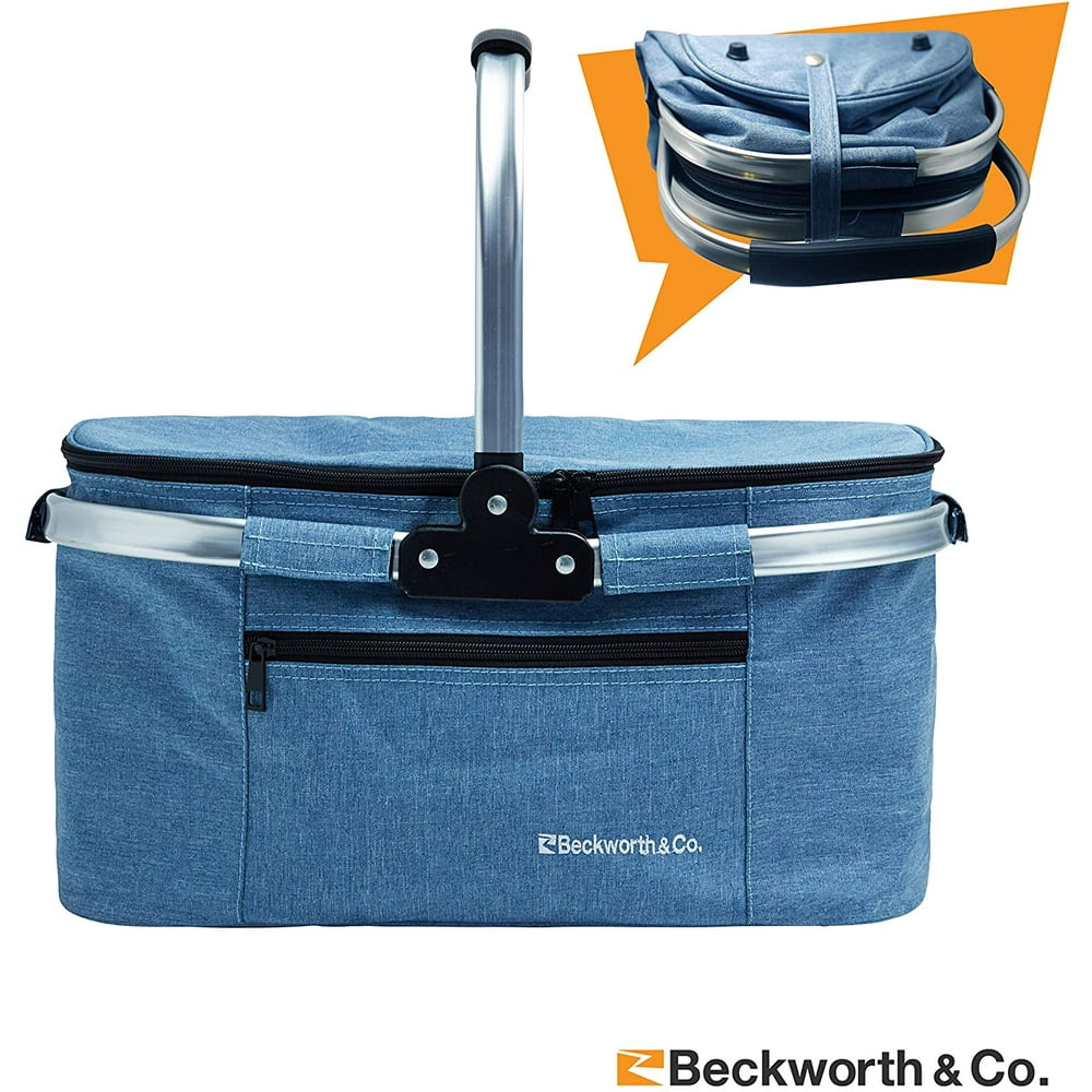 Foldable Picnic Basket Collapsible Insulated Outdoor