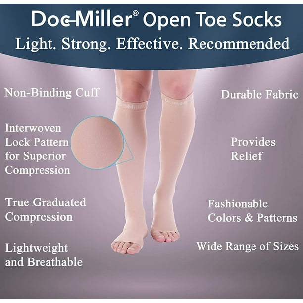 Open Toe Socks – 1 Pair Compression Socks Women & Men 20-30mmHg Support  Stockings Travel DVT Shin Splints Varicose Veins Legging Medical Grade  Nurses (Skin Open Toe , X-Large) 