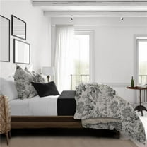 6ix Tailors  Maison Toile Comforter & 2 Pillow Shams Set, Black - Full & Double Size - 3 Piece
