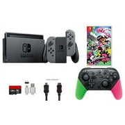 Nintendo Switch Bundle (7 items): 32GB Console Gray Joy-con, Nintendo Switch Pro Controller Splatoon 2 Edition, Game Disc Splatoon 2, 128GB Micro SD Card, Type C Cable, HDMI Cable Wall Charger