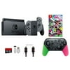 Nintendo Switch Bundle (7 items): 32GB Console Gray Joy-con, Nintendo Switch Pro Controller Splatoon 2 Edition, Game Disc Splatoon 2, 128GB Micro SD Card, Type C Cable, HDMI Cable Wall Charger
