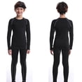 thumbnail image 2 of Otqutp 2 Piece Youth Boys Thermal Underwear Set Lined Compression Shirt Leggings Pants Soft Fleece Kids Base Layer Clothes Cold Weather, 2 of 4