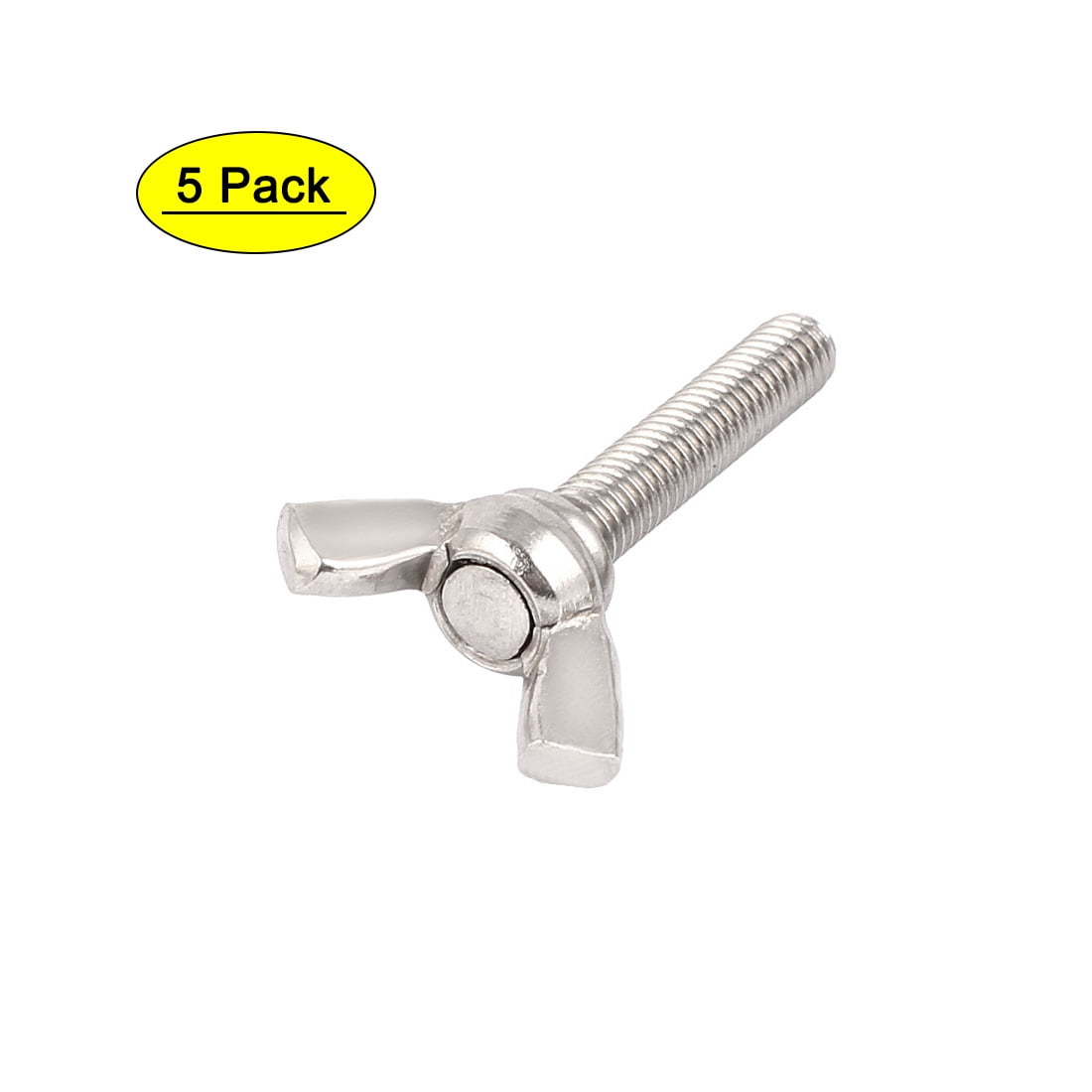 304 Stainless Steel Wing Butterfly Thumb Screw Metric M6 x 30mm 5pcs