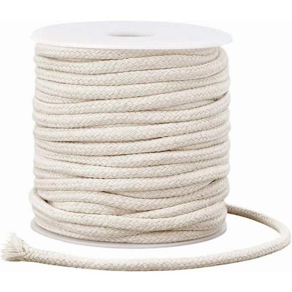 27 Yards 5mm Cotton Rope Drawstring Rope Piping Cord Macrame Rope Coiling Cord White Natural Cording Round Cotton Cording for Crafts Sewing Throw Pillow Knitting Welting Floral White