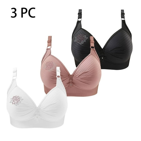 Xdegoge Ofertas En Walmart Clearance Wireless Bras for Women 3 Pack High Support No Wire Bras Plus Size Multipack High Impact Full Coverage Bras Workout Running Sports Bra Breathable Strap