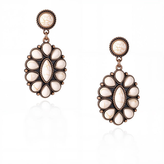 Aretes Rústicos Couture Western Turquesa para Mujeres