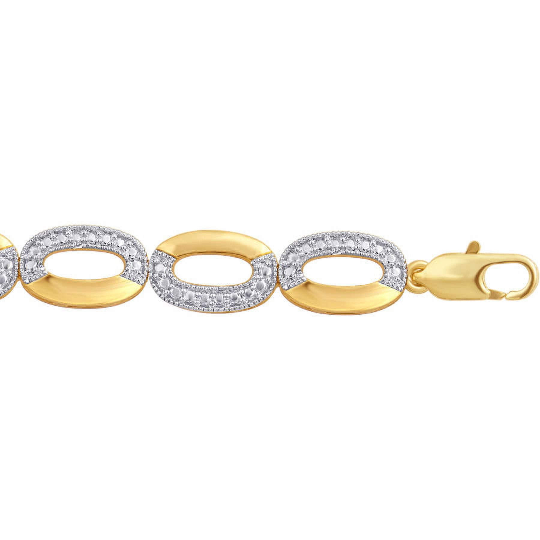 Arista Diamond Accent Oval-Shaped Link Women's Fashion Bracelet 14K Yellow Gold Tone Brass, 7.50"
