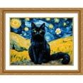 thumbnail image 2 of Stephen Chambers 32x25 Gold Ornate Wood Framed With Double Matting Wall Art Titled - Black Cat 3, 2 of 6