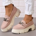 thumbnail image 3 of SACFOF Womens Slip On Penny Loafers Platform Chunky Loafer Lug Sole Suede Work Business Casual Dress Uniform Oxfords with Metal Chain, 3 of 6