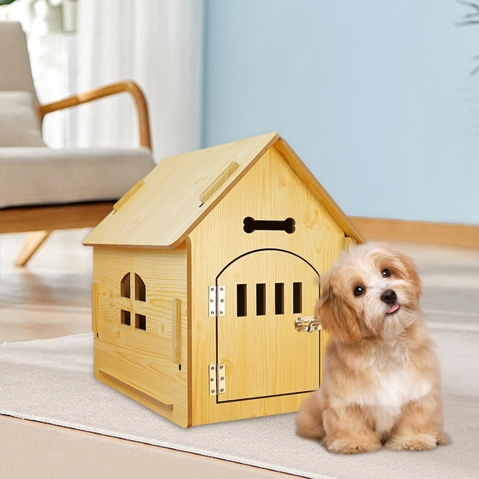 Stgfyxgs Wooden Pet House Dog Kennel Wooden Outdoor Indoor Breathable Cat Bed with Removable Roof for Guinea Pig Hamster Play Sleeping 44cmx57cmx58.5cm